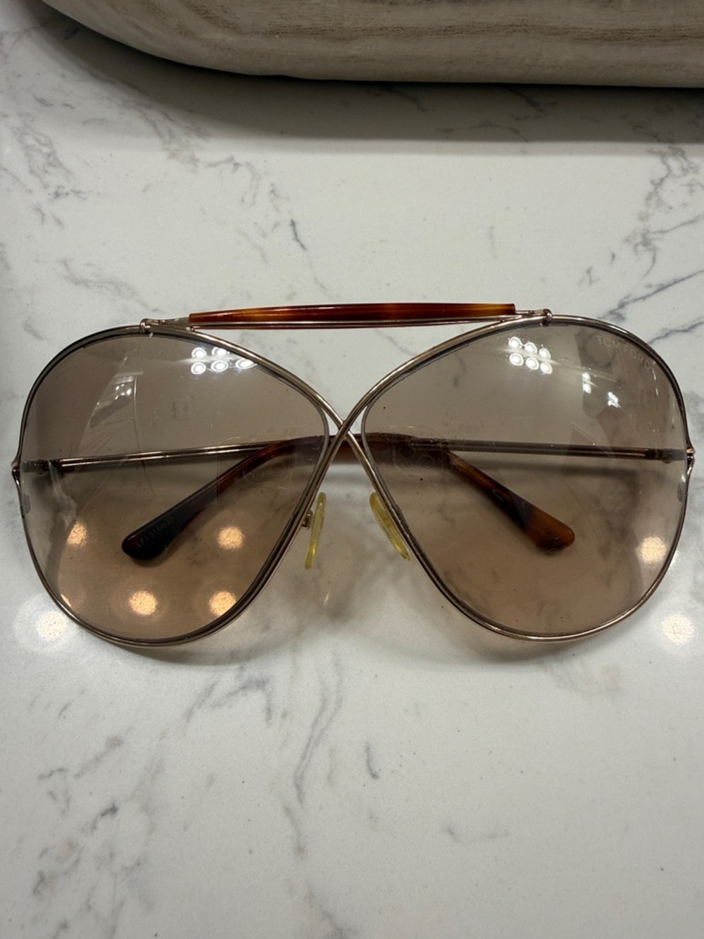 Tom Ford Brown Gradient Aviator Women's Sunglasses